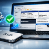 SSD и окно "Управление дисками" Windows с процессом форматирования нового диска.