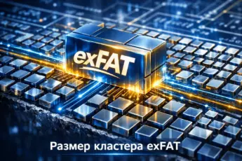 Крупный блок exFAT, соединённый линиями с мелкими кластерами файловой системы